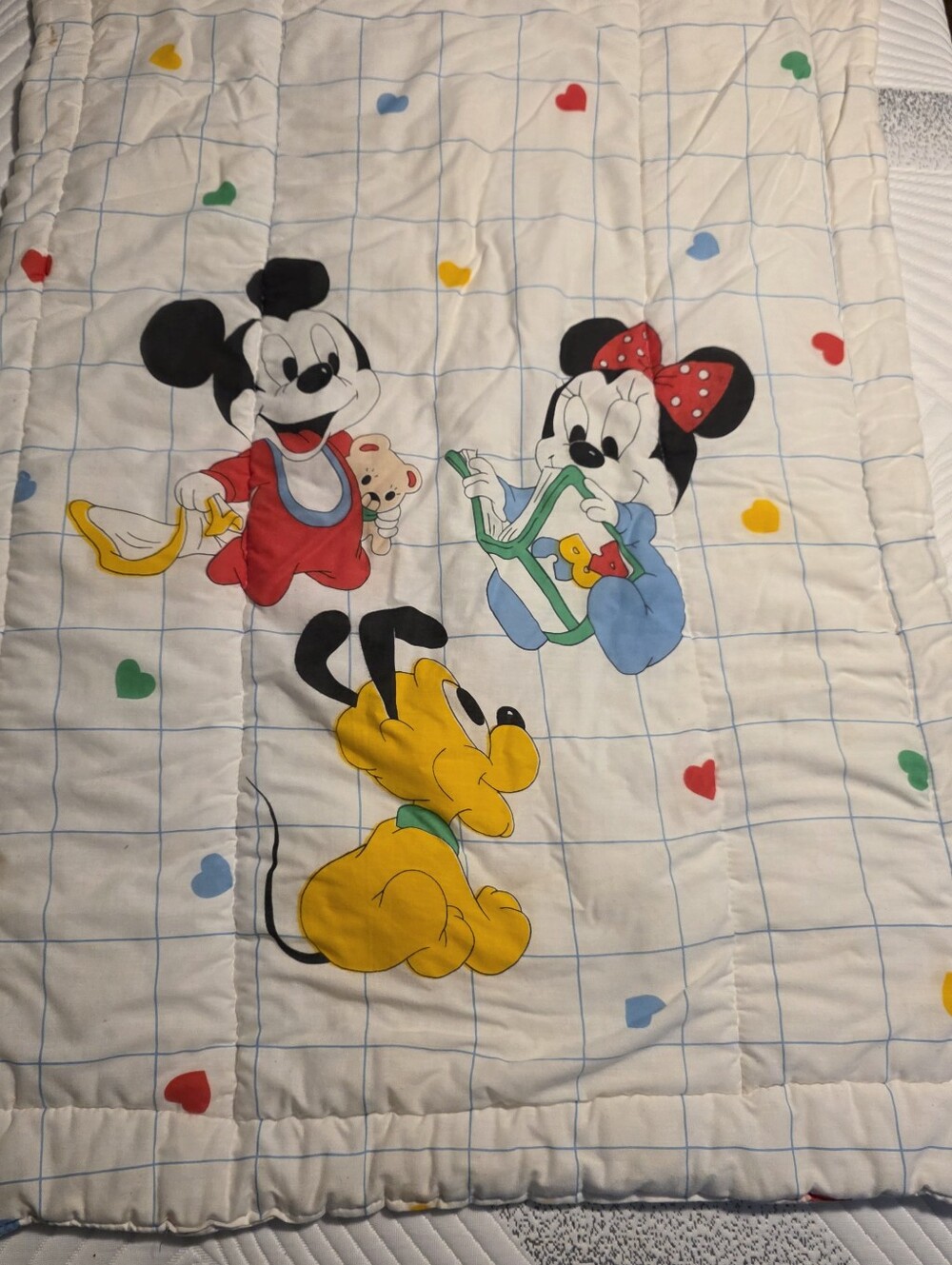 Dundee Disney Baby Vtg Quilt Blanket Mickey Minnie Comforter disney babies